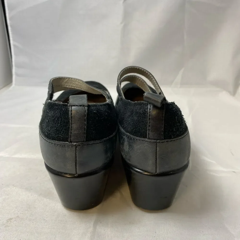 Jambu Women's Size 7.5M Leather Mary Jane Sport Wedge Shoes black